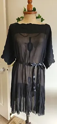 Isabel MARANT Etoile Embroidered Pleated Dress Scolloped Edge Size 38   10 AU • $120