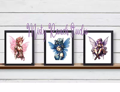 Set Of 3 Steampunk Pixies - Magical Fairies UNFRAMED Pixie Wall Art Prints • $9.99