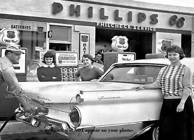 $5.48 • Buy Vintage PHILLIPS 66 Gas Station Girls PHOTO Service Pumps Globes 1960s Ford Car