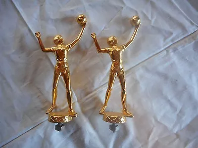 ** Vintage Pair / 2 R. S.  Owens Gold Volleyball Trophy 5.25  Finials ** • $14.95