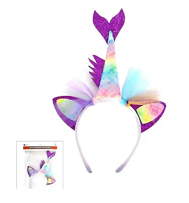 Mermaid Unicorn Pastel Headband Girls Birthday Party Dress Up Costume Accessory • $8.99