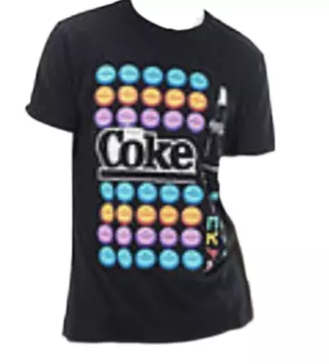 Coca Cola Unisex Adult Short Sleeve T-shirt Small Bottle Top RainbowBlack Small • £8.94