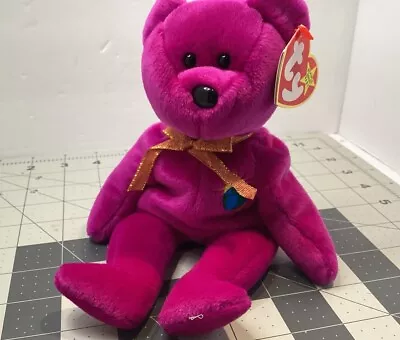 Ty Beanie Baby 1999 MILLENIUM Purple Bear Plush Stuffed Animal • $5.99