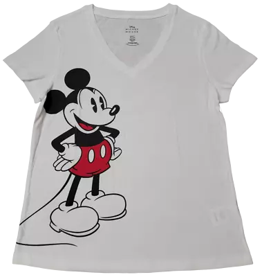 $14.99 • Buy Official Disney Classic White V-Neck Mickey Mouse T-Shirt!