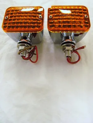 Medium Universal Street Rod CHROME Signal & Park Lights Dual Element Amber • $38.77