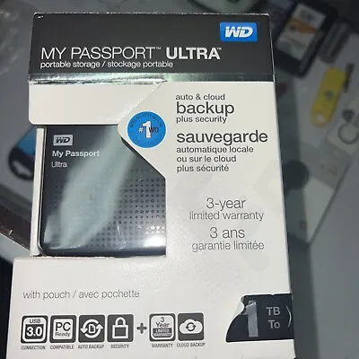 1TB My Passport Ultra For PC WDBZFP0010BBK-NESN USB 3.0 With Pouch. • $39.99