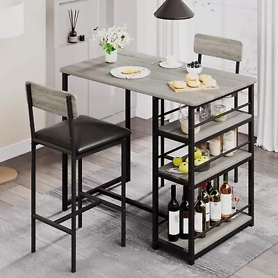 Dining Table Set With 2 Hight Chairs Bar Stools Dinette For Small Space Kitchen • $109.99