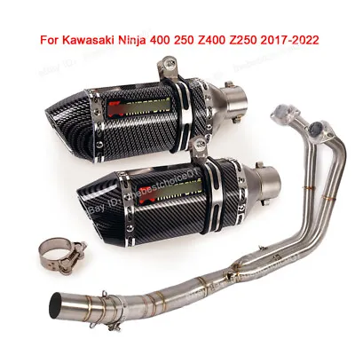 For Kawasaki Ninja 400 250 Z400 Z250 Full Exhaust System Muffler Front Link Pipe • $176.42