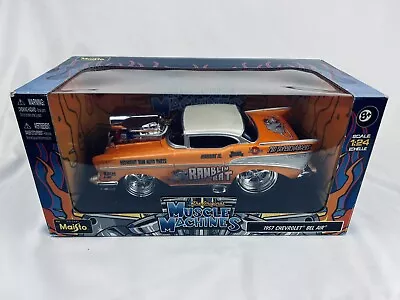 RARE MUSCLE MACHINES 1957 CHEVY BEL AIR  1/24 DIECAST CAR “Ramblin Rat” NEW! • $70