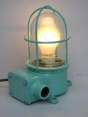 Blue Maritime Salvaged Passageway Bulkhead Light Wall Mount Lamp Navigation • $163.90