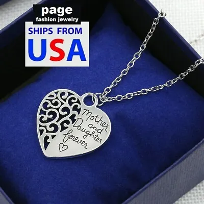Mother And Daughter Love Forever 1-1/8  Heart Shaped Pendant 18  Chain Necklace • $4.99