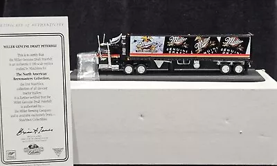 Matchbox Peterbilt Miller Genuine Draft Beer Tractor Trailer MGD CCY01-M 1:100 • $24.99