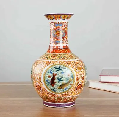 Jingdezhen Enamel Ceramic Vase Ming Qing Porcelain Chinese Antique Reproduction • £41.54