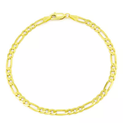 10K Yellow Gold 4.5mm Figaro Link Italian Chain Bracelet Mens Womens 7.5  • $120