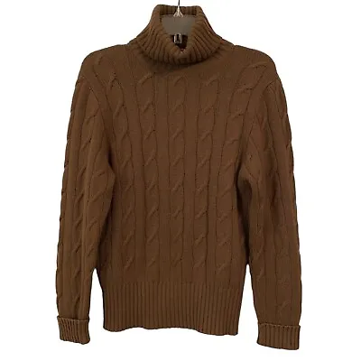 Gucci Vintage 100% Cashmere Turtleneck Sweater Pullover Light Brown Cable Knit M • $150