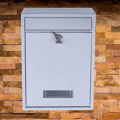 Stainless Steel Mail Letter Post Box Outdoor Wall Mounted Lockable Mailbox+2Keys • $31.35