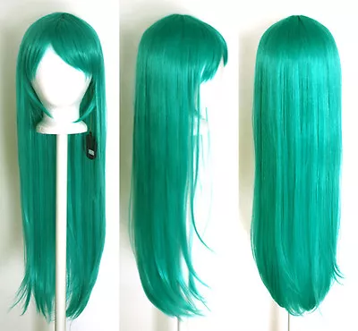 32'' Long Straight Long Bangs Seafoam Green Blue Miku Cosplay Wig NEW • $25