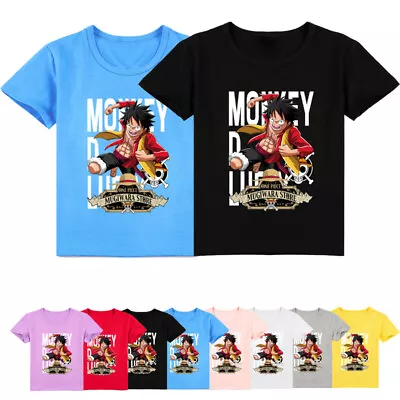 Unisex Child Anime One Piece Monkey D. Luffy T-Shirt Clothes For Boys&Girls • $16.99