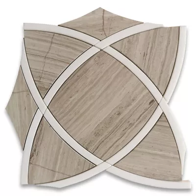 W9J5P Athens Silver Cream Marble Celtic Waterjet Mosaic Tile Thassos White • $61.99