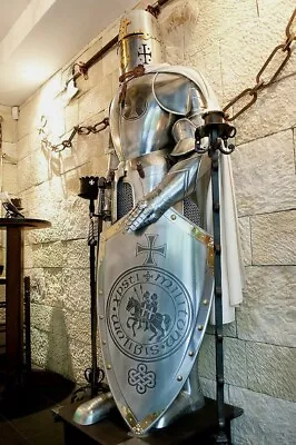 Medieval Suit Of Armor Knight Larp Templar Costume Crusader Full Body Armour War • $519.99