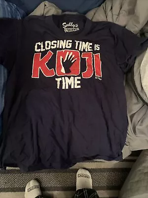 Koji Uehara Boston Red Sox Sullys Large Blue Closing Time Is Koji Time Shirt  • $45