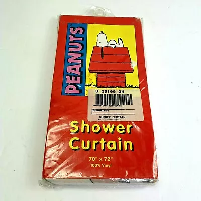 Peanuts Snoopy Shower Curtain Jay Franco 70x72 Vinyl Hand Screened Clear Vintage • $34.99