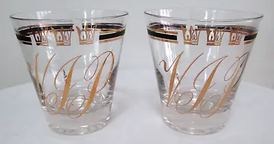 Vintage 60s Fred Press 2 VIP Bar Rock Cocktail Glasses Double Old Fashioned • $35