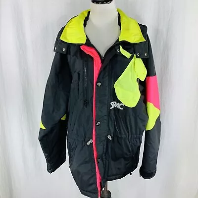 Vintage 90s SERAC Helicopter Skiwear Black Colorblock Ski Jacket Size 40 • $5