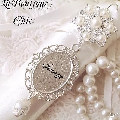 £7.79 • Buy PERSONALISED Crystal And Pearl Bridal Bouquet Photo Frame Memory Charm Bride Hen