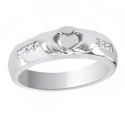 1/3CT Simulated  PRINCESS CUT 14K WHITE GOLD Plated MEN's CLADDAGH BAND RING • $398.91