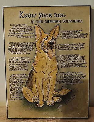 Vintage Old The German Shepherd Know Your Dog Dick Twinney Wooden Wall Plaque • $11.21