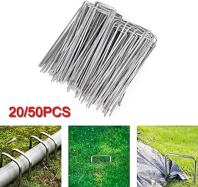 20/50PCS Tent Pegs Metal Camping Ground Stakes U Galvanised Gazebo Tent Pegs • $22.99