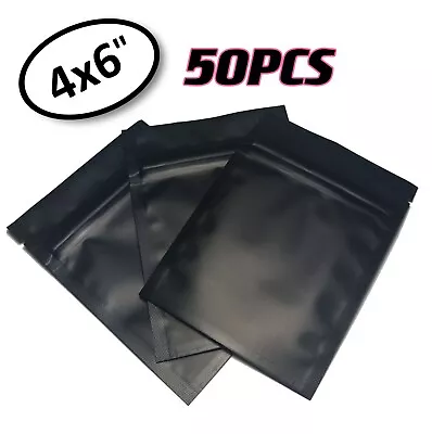 50PCS Black Mylar Foil Stand Up Zip Lock Pouch Bag Smell Proof US Free Shipping • $9.99