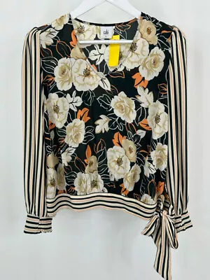 CABI Women Size S Black Floral Enchant Blouse Top • $38.99