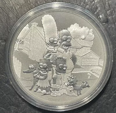 2021  Simpsons Family Tuvalu 1 Oz .9999 Fine Silver Bullion Coin In Capsule. • £28