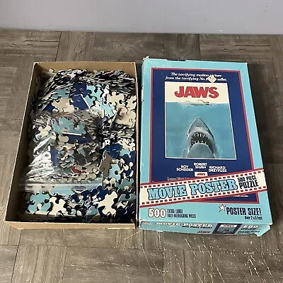 Vintage 1975 JAWS Movie Poster 500-Piece Puzzle 26 X40  COMPLETE IN BOX Horror • $26.95