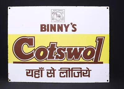 Vintage Porcelain Enamel Sign Binny Cotswol Cotton & Silk Woolen Fabric Regional • $208.74