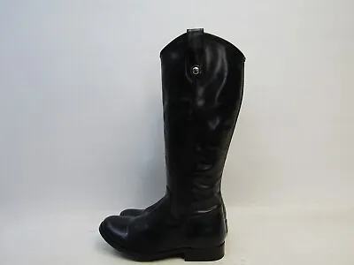 EUC Frye Womens Size 6 M Black Leather Zip Riding Fashion 13  Shaft Boots • $193.79