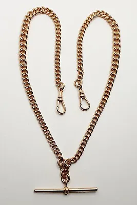 Solid 9ct Rose Gold Graduated ALBERT CHAIN 18  Gold Chain / Pocket Watch Chain • £1830