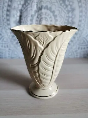 £11 • Buy Maryleigh Staffordshire Pottery Vintage Flower Vase Leaf Design 1940s/50s Gilded