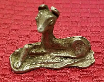 Vtg. Miniature Deer Fawn Resting Figurine - Pewter Or Metal Work - 1 1/2  - (J) • $4.50