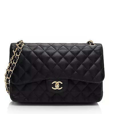 Chanel Caviar Leather Classic Jumbo Double Flap Bag • $5390