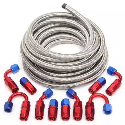 AN6 -6AN AN-6 3/8 Fitting Stainless Steel Braided Oil Fuel Hose Line 20FT Kit • $49.99