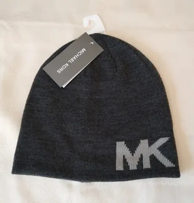 Michael Kors Mens Reversible Gray Mk Beanie One Size • $21.60