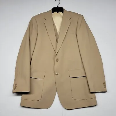 Vintage Haggar Suit Jacket & Vest Beige Mens 40L Magic Stretch 2 Button USA • $19.49