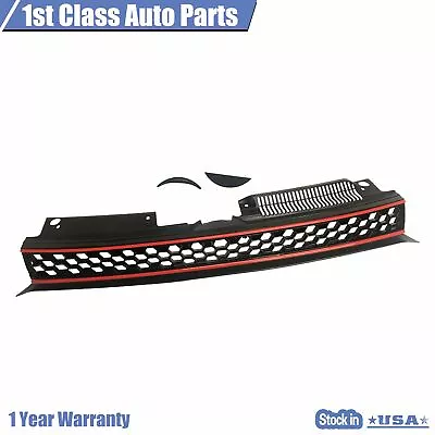 $40.50 • Buy Sportwagen Badgeless Hex Mesh Grille Black W/ Red Trim For VW Mk6 Golf GTI Jetta