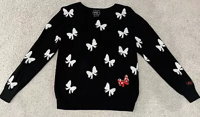 Disney Boutique Women’s Black Pullover Minnie Mouse Bow Sweater Size Medium M • $24.99