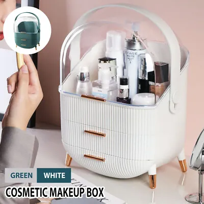 $32.95 • Buy Dustproof Makeup Organiser Drawer Cosmetic Storage Case Jewellery Box W/ Handle