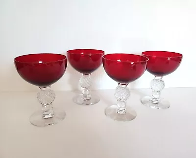 Morgantown Ruby Red Crystal Golf Ball Set Of 4 Champagne/Tall Wine Glasses 5  • $35.95