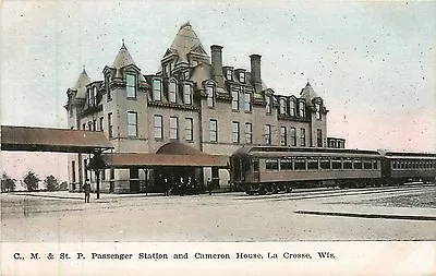 Wisconsin WI La Crosse C M & St P Passenger Statiion & Cameron House 1908 PC • $12.95